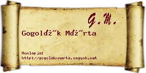 Gogolák Márta névjegykártya
